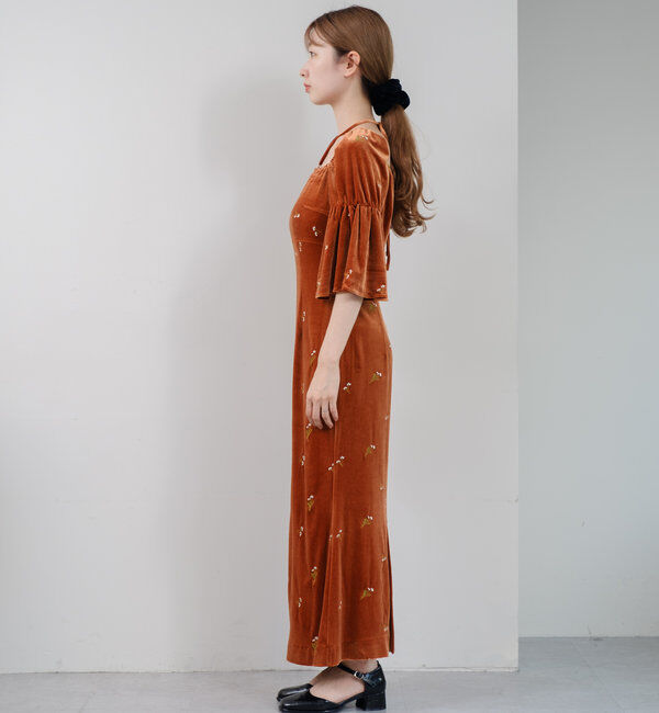  「【オケージョンドレス/結婚式】velour bell sleeve dress」|ドレス|