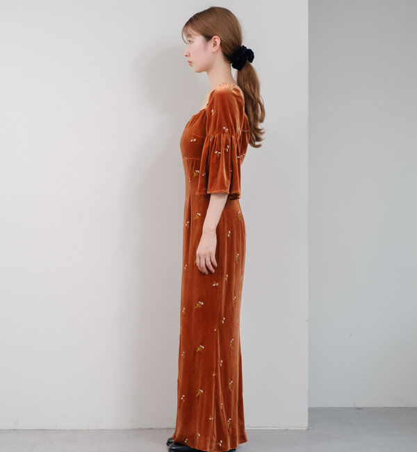  「【オケージョンドレス/結婚式】velour bell sleeve dress」|ドレス|