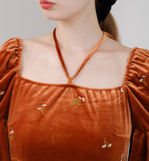  「【オケージョンドレス/結婚式】velour bell sleeve dress」|ドレス|