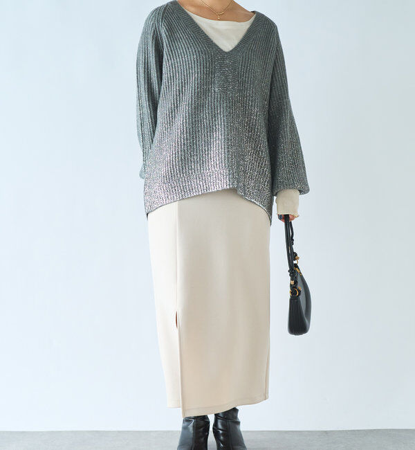  「《累計販売１万枚突破！・全骨格着やせ》スリットダンボールナロースカート」|スカート|