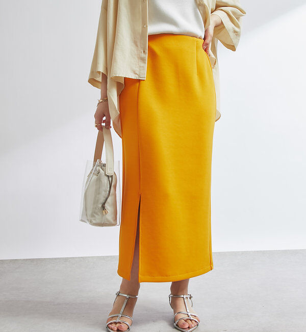  「《累計販売１万枚突破！・全骨格着やせ》スリットダンボールナロースカート」|スカート|