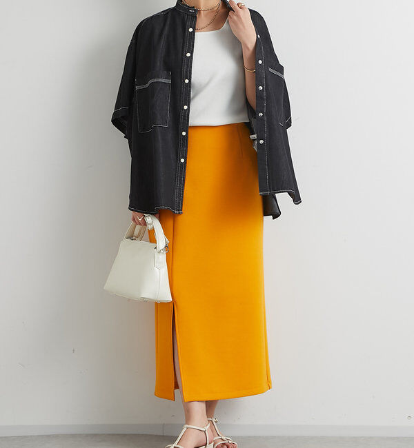  「《累計販売１万枚突破！・全骨格着やせ》スリットダンボールナロースカート」|スカート|