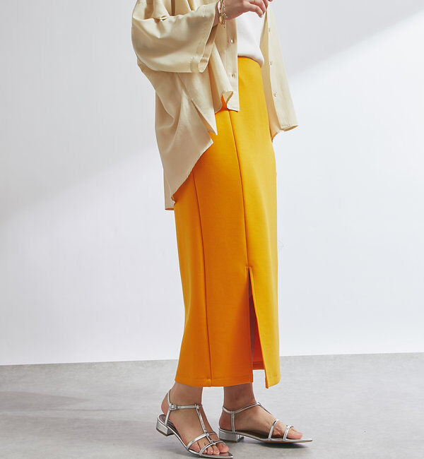  「《累計販売１万枚突破！・全骨格着やせ》スリットダンボールナロースカート」|スカート|