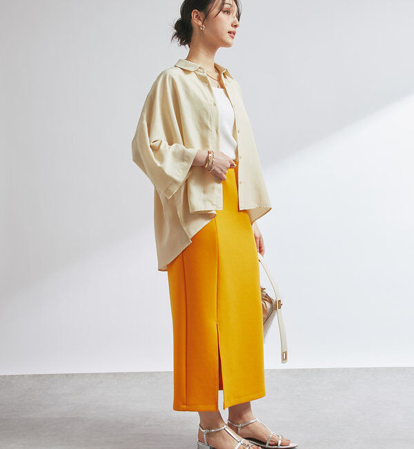  「《累計販売１万枚突破！・全骨格着やせ》スリットダンボールナロースカート」|スカート|