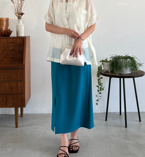  「《累計販売１万枚突破！・全骨格着やせ》スリットダンボールナロースカート」|スカート|