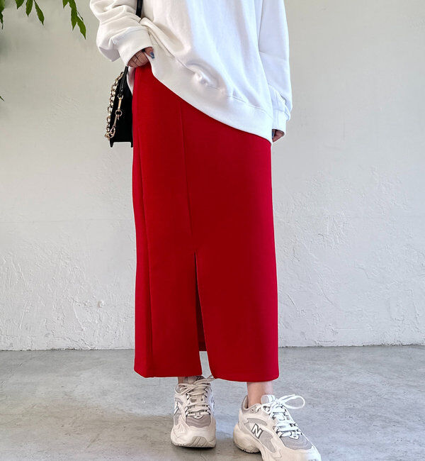  「《累計販売１万枚突破！・全骨格着やせ》スリットダンボールナロースカート」|スカート|