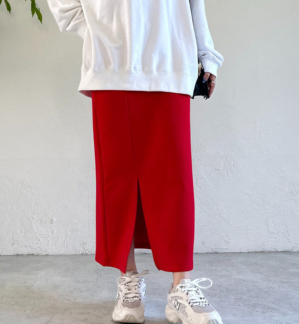  「《累計販売１万枚突破！・全骨格着やせ》スリットダンボールナロースカート」|スカート|