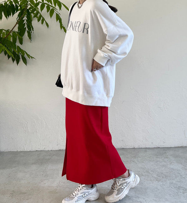  「《累計販売１万枚突破！・全骨格着やせ》スリットダンボールナロースカート」|スカート|