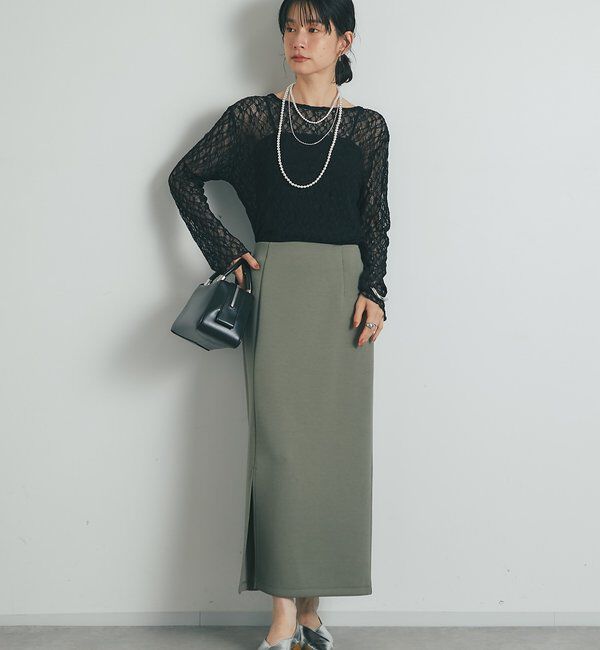  「《累計販売１万枚突破！・全骨格着やせ》スリットダンボールナロースカート」|スカート|