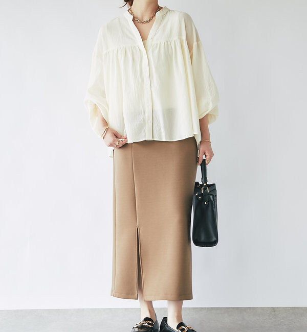  「《累計販売１万枚突破！・全骨格着やせ》スリットダンボールナロースカート」|スカート|