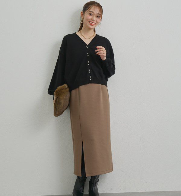  「《累計販売１万枚突破！・全骨格着やせ》スリットダンボールナロースカート」|スカート|