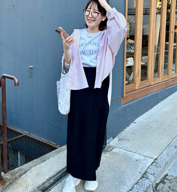  「《累計販売１万枚突破！・全骨格着やせ》スリットダンボールナロースカート」|スカート|