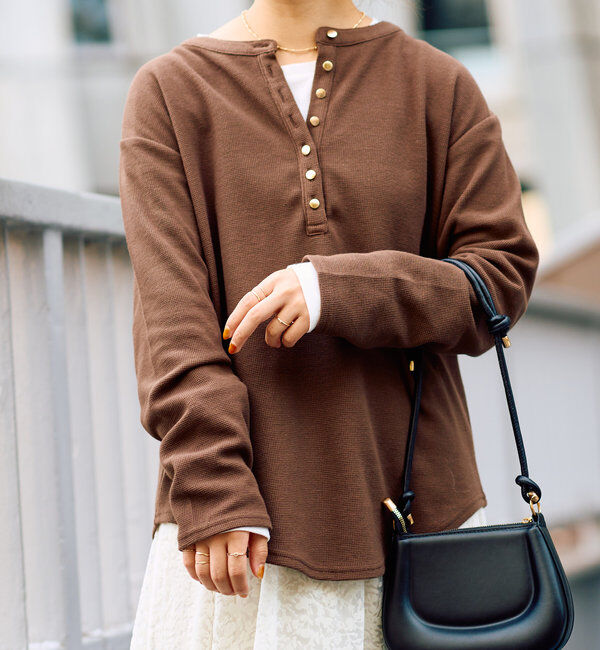  「《着回しに使いやすい》ワッフル２WAYプルオーバー」|Tシャツ・カットソー|