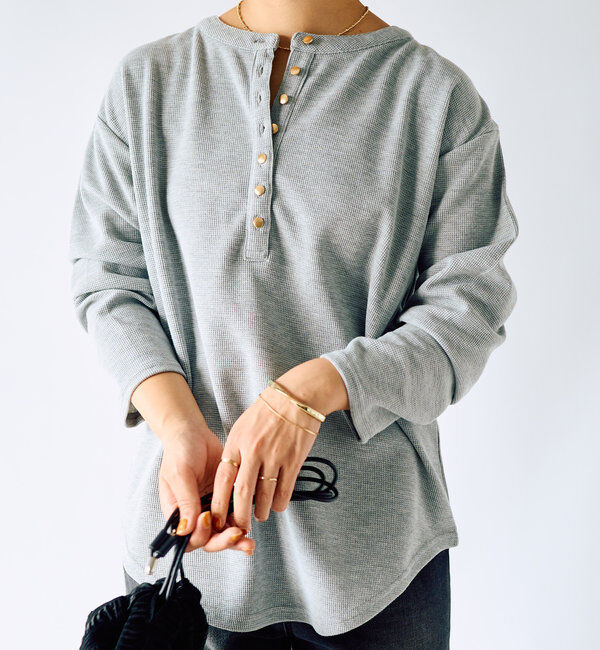  「《着回しに使いやすい》ワッフル２WAYプルオーバー」|Tシャツ・カットソー|
