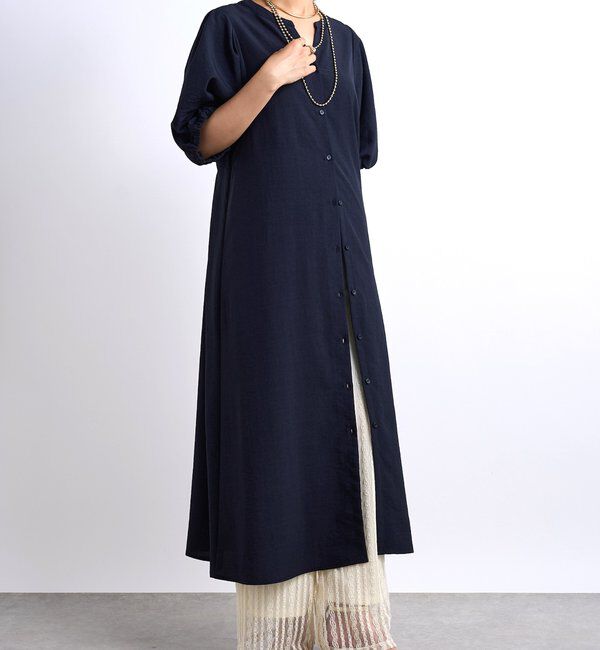  「《大人可愛いムードに》タンブラーブッチャーワンピース」|その他|ネイビー