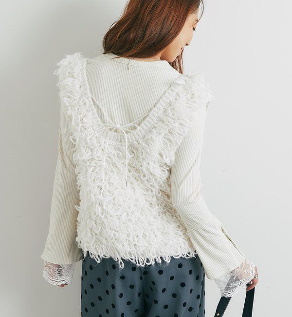  「《パッと目を惹く華やかコーデに》フリルニットベスト」|ニット・セーター|