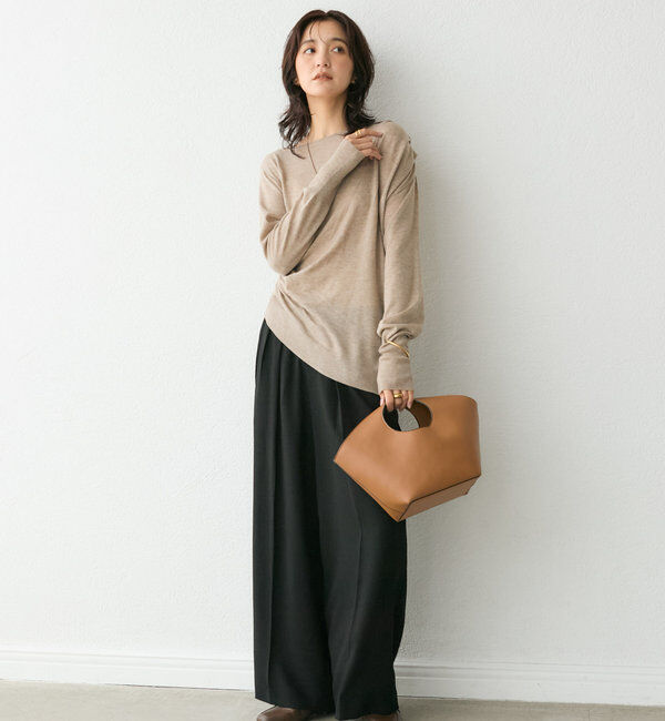  「【すっきりきれい見え】アシンメトリードレープニット」|ニット・セーター|