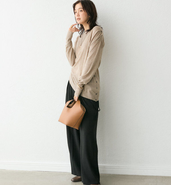  「【すっきりきれい見え】アシンメトリードレープニット」|ニット・セーター|