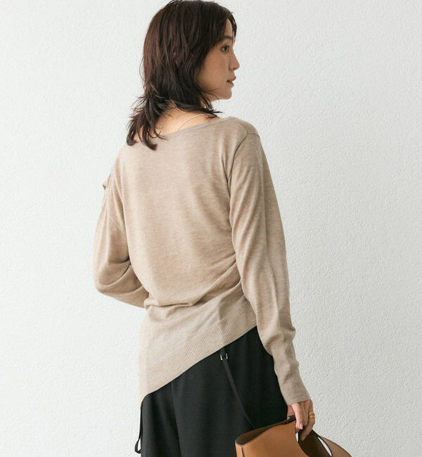  「【すっきりきれい見え】アシンメトリードレープニット」|ニット・セーター|