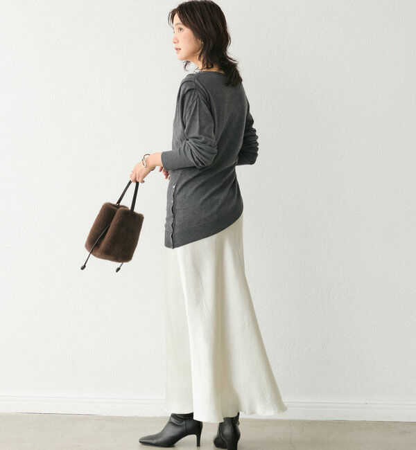  「【すっきりきれい見え】アシンメトリードレープニット」|ニット・セーター|