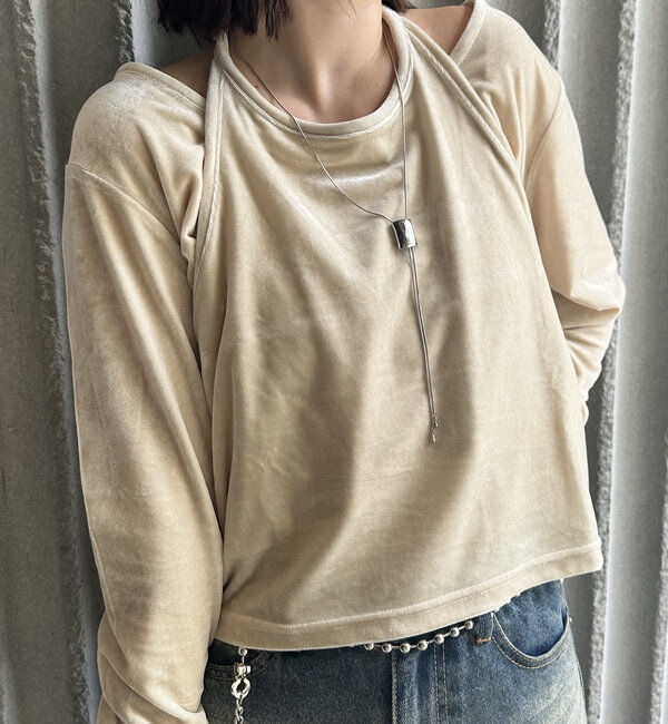  「[mline]ベロアレイヤードセット」|Tシャツ・カットソー|