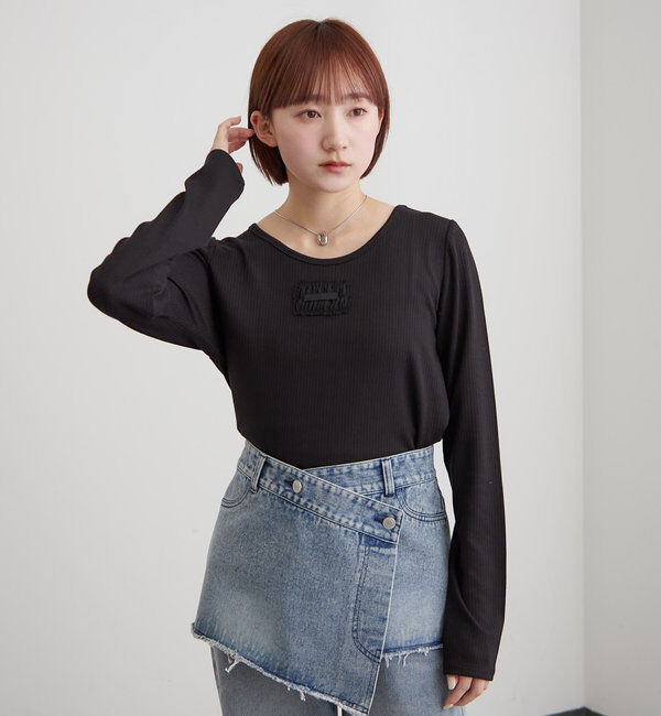  「[mline]ロゴポイントリブＴ」|Tシャツ・カットソー|ブラック