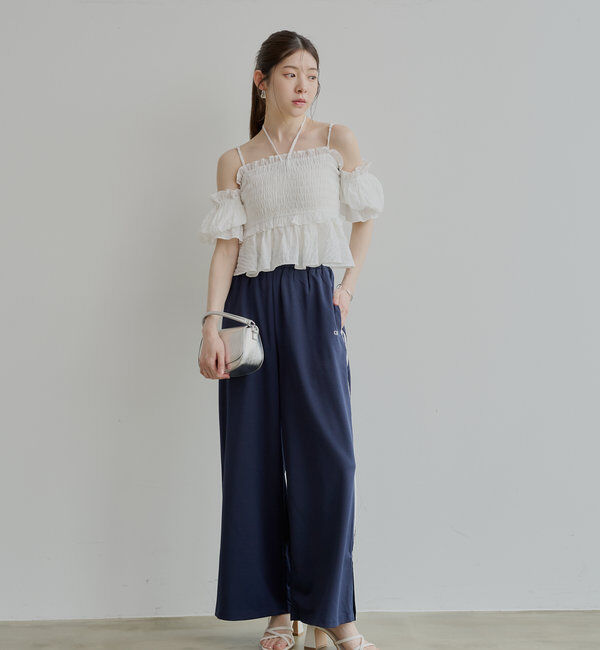  「【マルチウェイ】シャーリングリボンオフショルトップス」|シャツ・ブラウス|