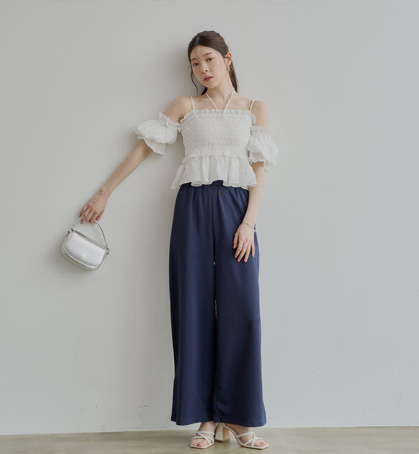  「【マルチウェイ】シャーリングリボンオフショルトップス」|シャツ・ブラウス|