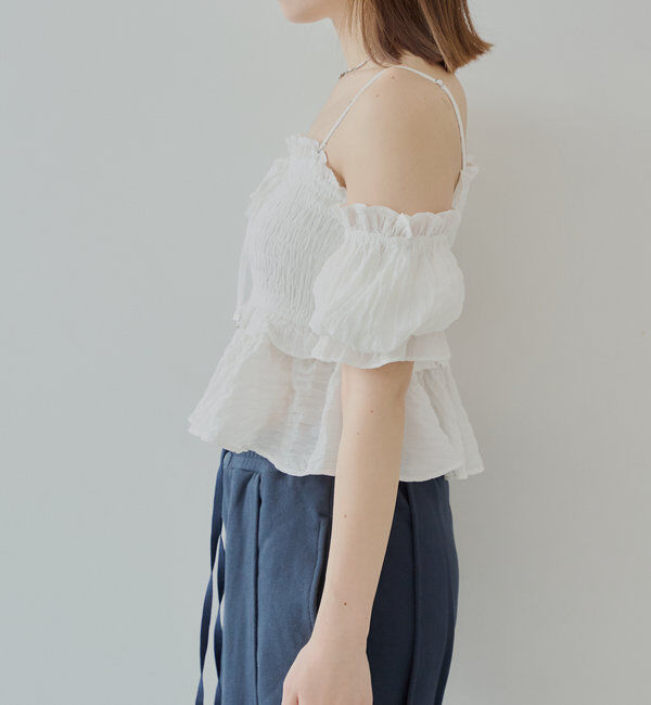  「【マルチウェイ】シャーリングリボンオフショルトップス」|シャツ・ブラウス|