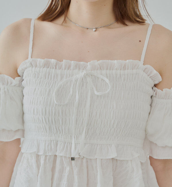  「【マルチウェイ】シャーリングリボンオフショルトップス」|シャツ・ブラウス|