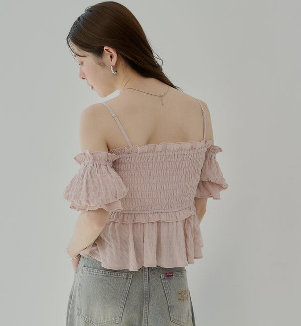  「【マルチウェイ】シャーリングリボンオフショルトップス」|シャツ・ブラウス|