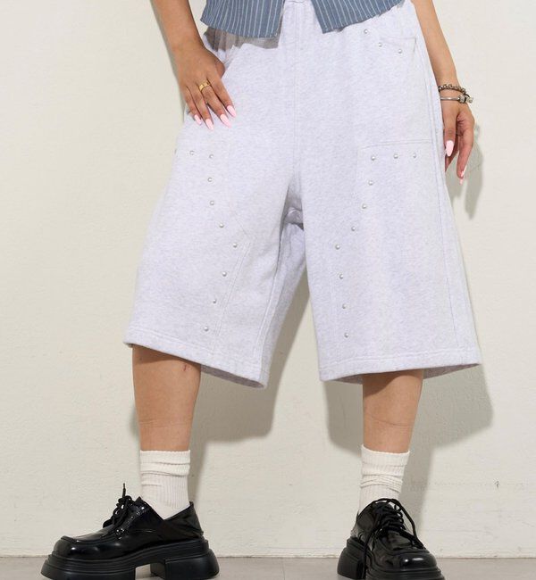  「ダブルニーホットフィットハーフパンツ 」|チノ|ライトグレー