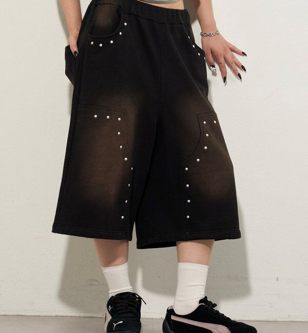  「ダブルニーホットフィットハーフパンツ 」|チノ|ブラック