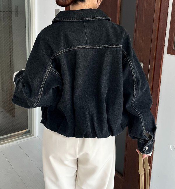  「【サイズ展開あり】ラウンドデニムブルゾン」|ブルゾン・スタジャン|