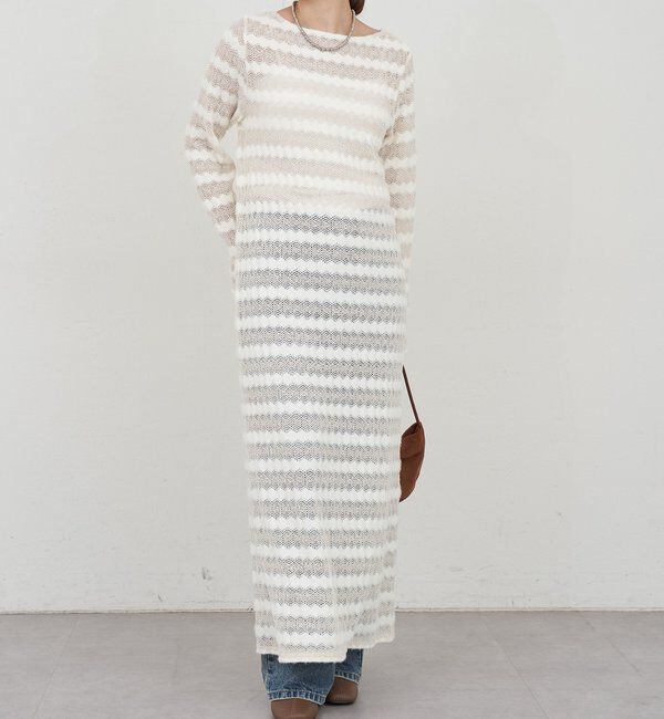  「透かし編みニットワンピース」|ワンピース|オフホワイト