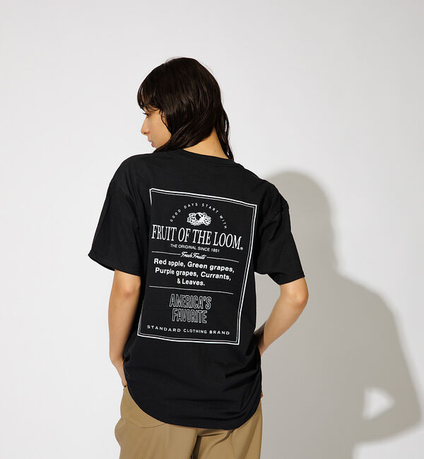 ABAHOUSE「【FRUIT OF THE LOOM】フロント＆バックプリント クルーネック シ」|Tシャツ・カットソー|ブラック
