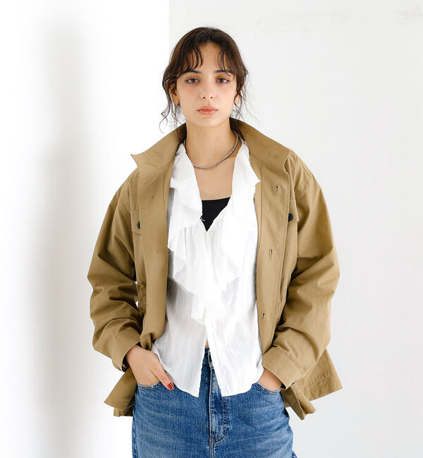 Rouge vif「【Le Melange/ル・メランジュ】ナイロンツイル サファリジャケット【WE」|その他|