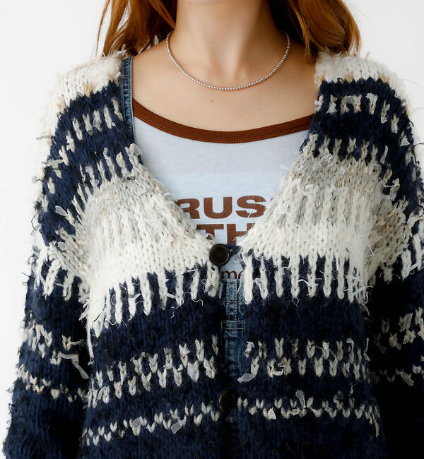 Rouge vif「【JOHNBULL/ジョンブル】ファンシーカーディガン/ニット/カーディガン/フ」|ニット・セーター|