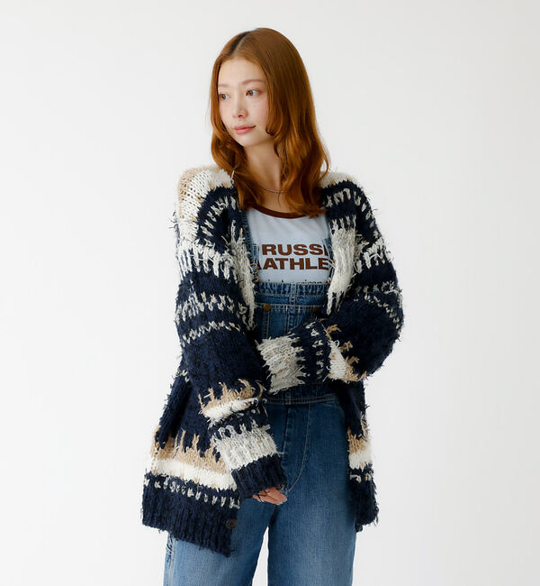 Rouge vif「【JOHNBULL/ジョンブル】ファンシーカーディガン/ニット/カーディガン/フ」|ニット・セーター|