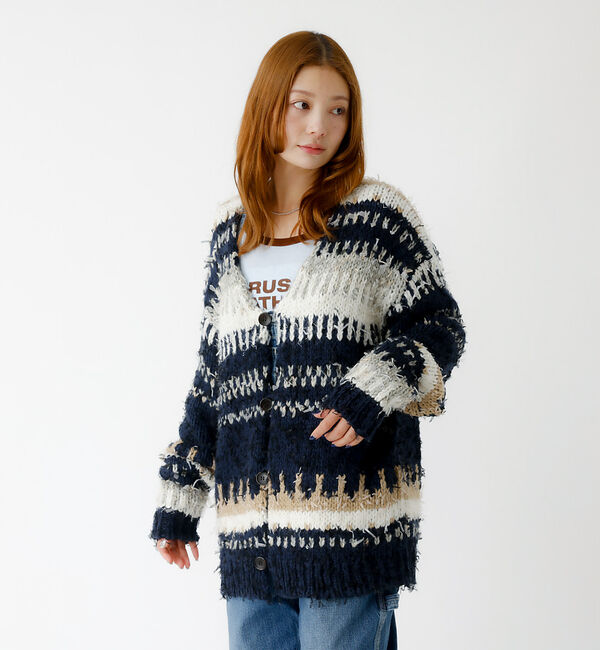 Rouge vif「【JOHNBULL/ジョンブル】ファンシーカーディガン/ニット/カーディガン/フ」|ニット・セーター|