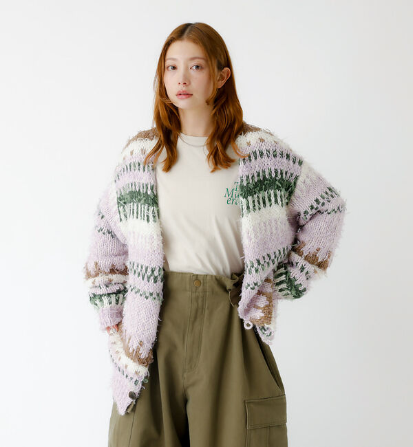 Rouge vif「【JOHNBULL/ジョンブル】ファンシーカーディガン/ニット/カーディガン/フ」|ニット・セーター|