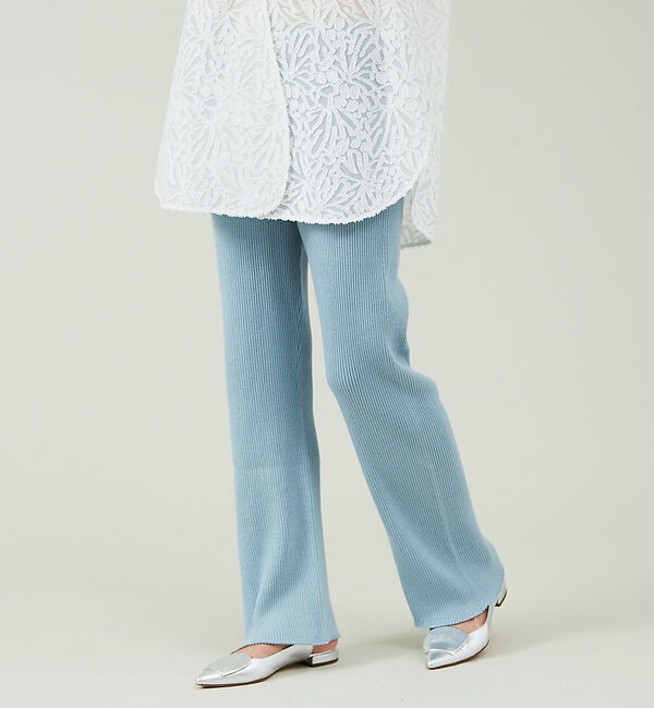 qualite「シームレスリブニットパンツ」|その他|ライトブルー