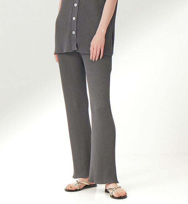 qualite「《セットアップ対応》リブニットスリットパンツ」|その他|チャコールグレー