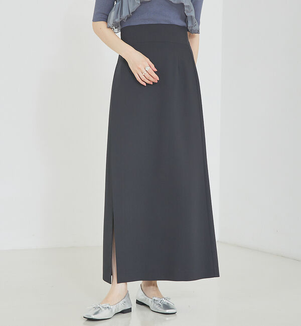 SELFIST「ショートパンツ付きスリットロングスカート」|スカート|ブラック