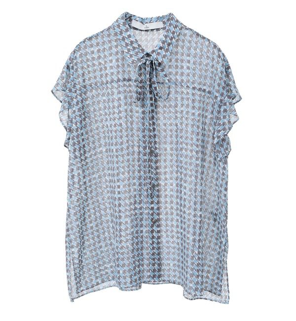 TIARA「サマークラシック千鳥プリントリボンタイシャツ（セットアップ可）」|シャツ・ブラウス|