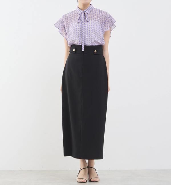 TIARA「サマークラシック千鳥プリントリボンタイシャツ（セットアップ可）」|シャツ・ブラウス|