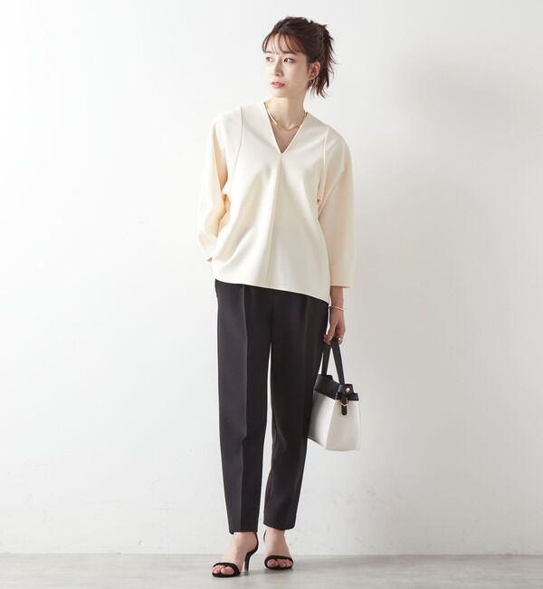 Liesse「ボンディングニットVネックドルマントップス（セットアップ対応可）」|シャツ・ブラウス|