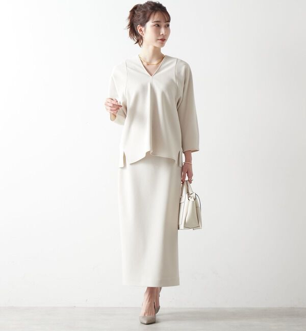 Liesse「ボンディングニットVネックドルマントップス（セットアップ対応可）」|シャツ・ブラウス|
