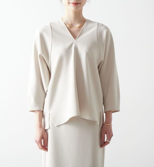Liesse「ボンディングニットVネックドルマントップス（セットアップ対応可）」|シャツ・ブラウス|