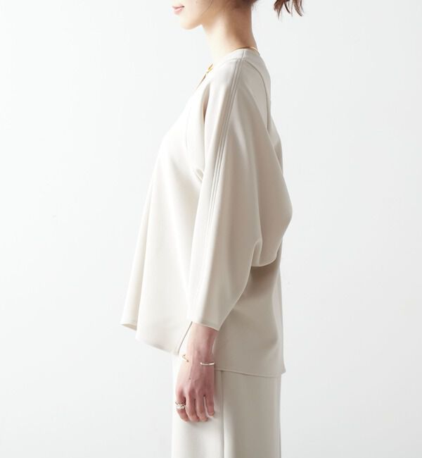 Liesse「ボンディングニットVネックドルマントップス（セットアップ対応可）」|シャツ・ブラウス|